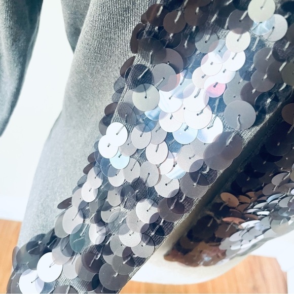 Ann Taylor Silk Dressy Cardigan | Gray Sequin Gradient | 3/4 Sleeve | Size M - Picture 9 of 10